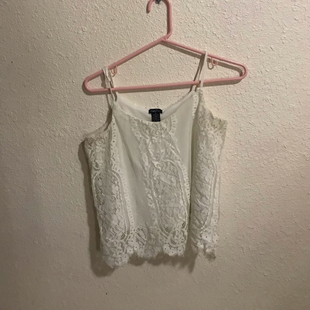 White crop stop spaghetti strap
